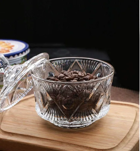 Vista 3 de SANHECUN Tarros decorativos de cristal transparente para azúcar, con tapa, juego de 2 (transparente, vajilla)