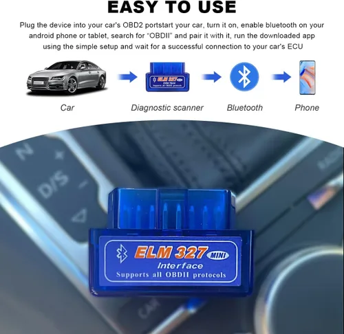Vista 5 de ELM327 OBDII Escáner de diagnóstico para auto, herramienta de escaneo Bluetooth inalámbrico profesional, detector de fallas, lector de códigos