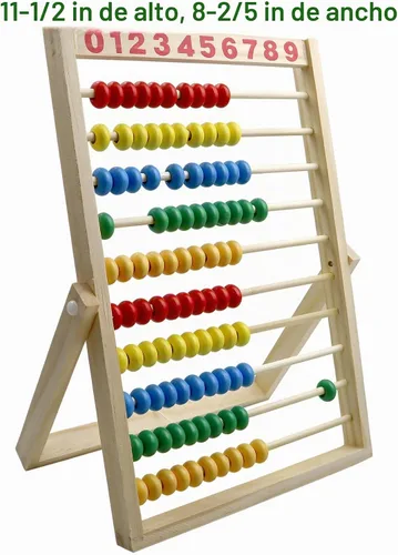 Vista 2 de MAGIKON Marco de números de madera para contar, ábaco de 10 filas para niños que aprenden matemáticas (11-1/2 pulgadas)
