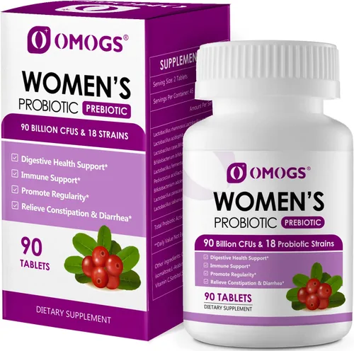 Vista 8 de OMOGS 2 probióticos para mujer, con extracto de arándano, prebióticos orgánicos y vitamina C, 90 mil millones de UFC, 18 cepas, ayudan a aumentar