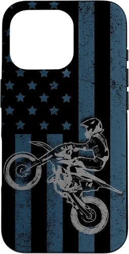 Vista 20 de Dirt Bike US Flag Vintage Motocross Racing Case for iPhone 17