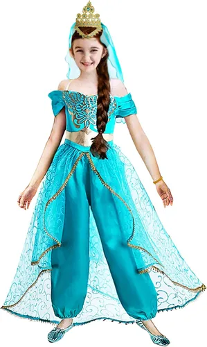 Vista 2 de Maoluo Vintage Disfraz de princesa árabe para niñas vestido de cosplay elegante para fiesta de Halloween