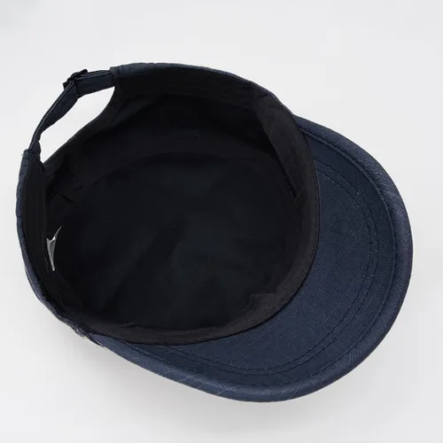 Vista 6 de Gorra militar unisex, estilo cadete, ajustable, de algodón lavado, con parte superior plana, gorra de béisbol