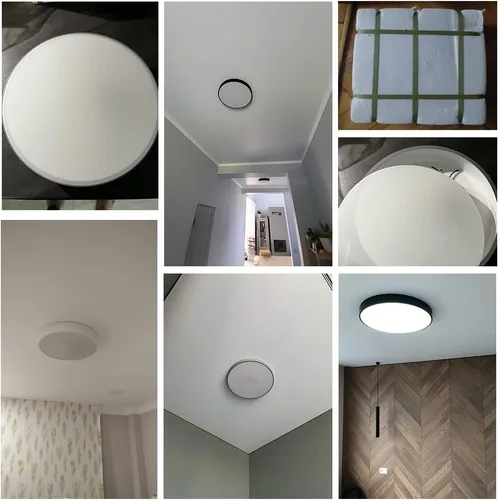 Vista 7 de Led Ceiling Light with Remote White 16 "24w Flush Mount Suitable for Bedroom, Kids Room,Hallway, Balcony, Checkroom,Office,Bathroom Ceiling Lamp