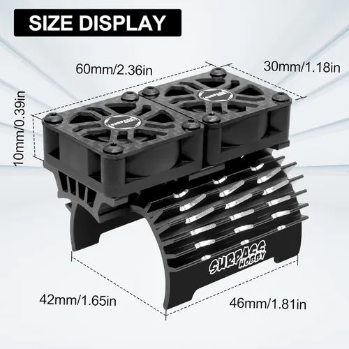 Vista 7 de OGRC Ventiladores de refrigeración RC Dual de 30mm 27000 RPM Disipador de calor para motor de coche RC con cubierta de metal 4068 4274 Disipador