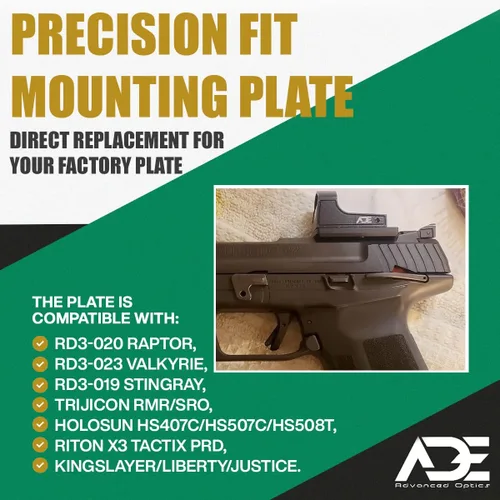 Vista 3 de ADE Advanced Optics Placa de montaje para Ruger 57 / Ruger 5.7 – Adaptador de cola de milano de precisión para RMR Footprint Red Dot – Compatible
