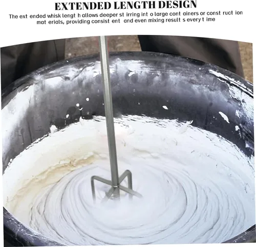 Vista 4 de Drill Mixer Attachment, Stainless Steel Stirring Rod Hand Mixer Attachments Reinforced Meat Paste Whisk Extended for Household and Construction