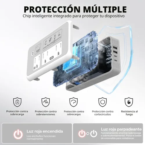 Vista 7 de Adaptador de convertidor de corriente 2000W Combo, convertidor de voltaje Gris