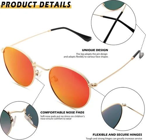 Vista 4 de Pro Acme Gafas de sol polarizadas de metal redondas pequeñas para mujer, estilo retro