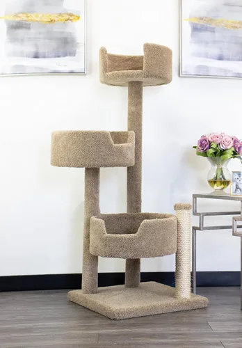 Vista 11 de New Cat Condos Árbol para gatos de madera real y alfombrado