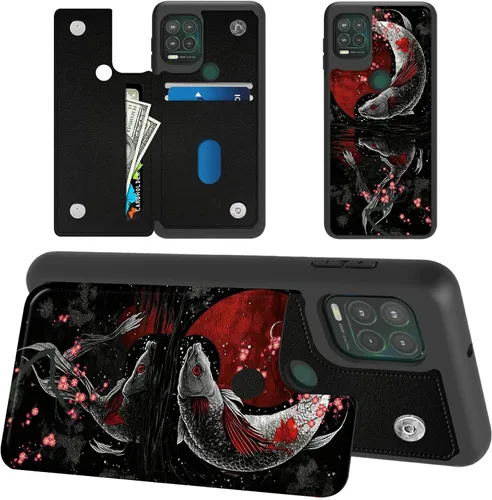 Vista 14 de Funda tipo cartera de mármol abstracto para Moto G Stylus 5G 2021 con tarjetero y bloqueo RFID, piel sintética suave, función atril, cierre