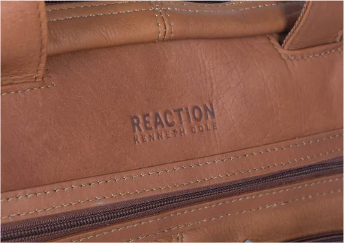 Vista 14 de Kenneth Cole REACTION "Out of the Bag" Manhattan - Bolso bandolera de cuero colombiano para laptop de 15.6" para viajes y negocios