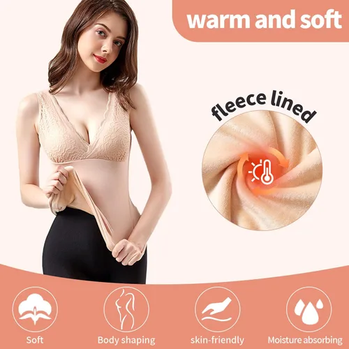 Vista 2 de Ibeauti Womens Basic Camisole Thermal Underwear Thick Fleece Lined Cami Tank Top