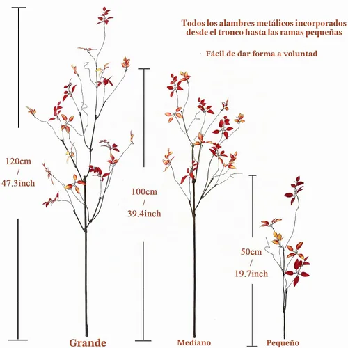 Vista 4 de 3 ramas de árbol de imitación para decoración de jarrones (rojo)