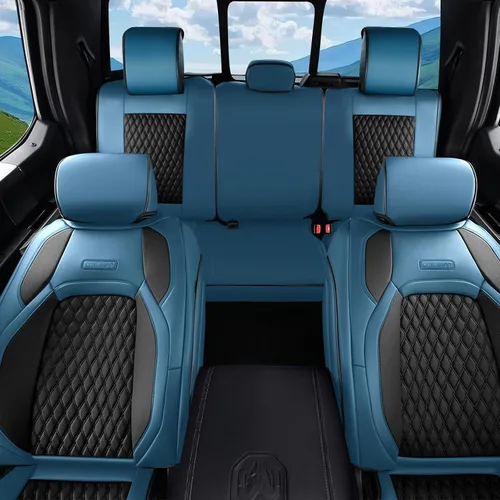 Vista 72 de Coverado Juego completo de fundas de asiento de ajuste personalizado para Chevy Silverado/GMC Sierra 2014-2018 1500, 2015-2019 2500HD 3500HD Negro