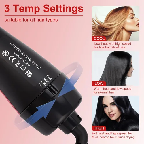Vista 5 de Cepillo Secador Alisador, Desenredante Alisado Suavizante en Un Solo Paso, Reduce el Encrespamiento y Da Más Brillo para Cabello Liso y Recto