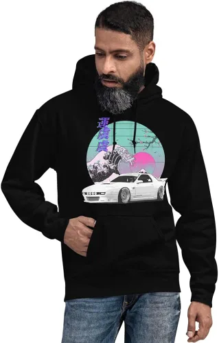 Vista 3 de RX7 - Sudadera con capucha japonesa Vaporwave de los años 80 y 90 JDM para tuning de coche