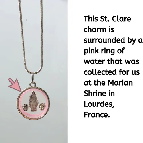 Vista 3 de St. Clare of Assisi Pendant Necklace Catholic Christian Christmas Lourdes Poor Clares San Damiano Patroness of eye disease and TV St. Francis
