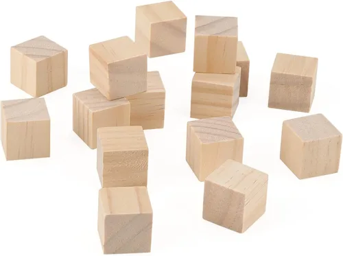 Vista 4 de LEXININ 300 cubos de madera pequeños de 3/4 pulgadas, bloques de madera sin terminar de 0.8 pulgadas, cubos de madera cuadrados en blanco