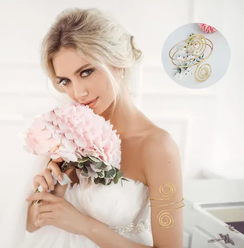 Vista 2 de CASDAN 9 piezas de brazalete de brazo superior para mujer pulsera de brazo minimalista de oro ajustable de bobina abierta brazalete de pulsera