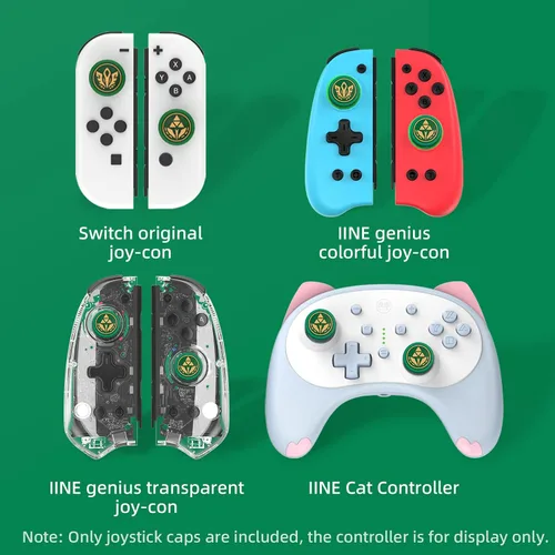 Vista 4 de IINE Joycon - Tapas de agarre para pulgar, cubierta de joystick con tema de juego compatible con Nintendo SwitchOLEDSwitch Lite, tapas de silicona