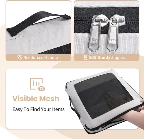 Vista 5 de Juego de 8 juegos6 juegos4 cubos de compresión para viajes, artículos esenciales ligeros de viaje para vacaciones, accesorios de viaje para maleta