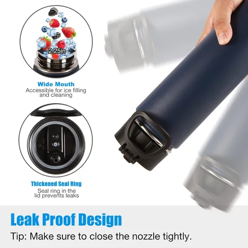 Vista 4 de Volhoply Botellas de agua aisladas con popote a granel, paquete de 4, botella deportiva de acero inoxidable de 22 onzas con tapa de asa, tazas