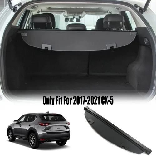 Vista 4 de Kaungka - Cubierta de carga compatible para Mazda Cx-5 2017-2021 2024, protector de cajuela retráctil, color negro
