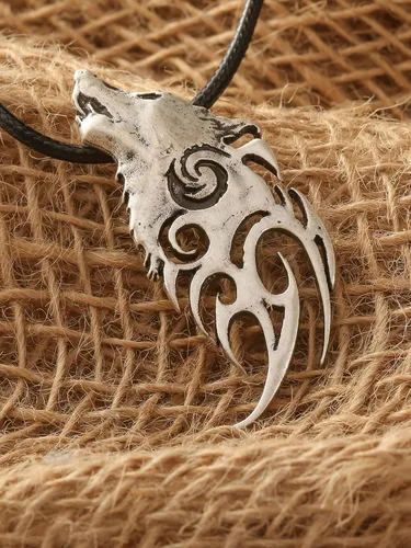 Vista 3 de HAQUIL Wolf Necklace Alpha Male Wolf Head Pendant Wolf Jewelry Gift For Men And Women