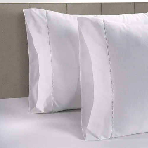 Vista 4 de Lane Linen - Juego de 2 fundas de almohada, 100% algodón orgánico, tamaño estándar, suaves, color blanco (20 x 26 pulgadas)