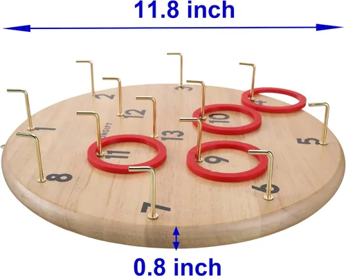 Vista 3 de Juego de lanzamiento de gancho y anillo SUNGIFT para adultos y niños - Juegos de lanzamiento de anillos de Hooky en el patio - Juego de pared