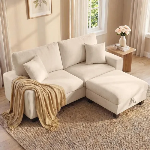 Vista 19 de DOPEDIO Sofá biplaza moderno para sala de estar, sillón reclinable de chenilla, funda extraíble, cojines de resorte, marco de madera maciza, fácil