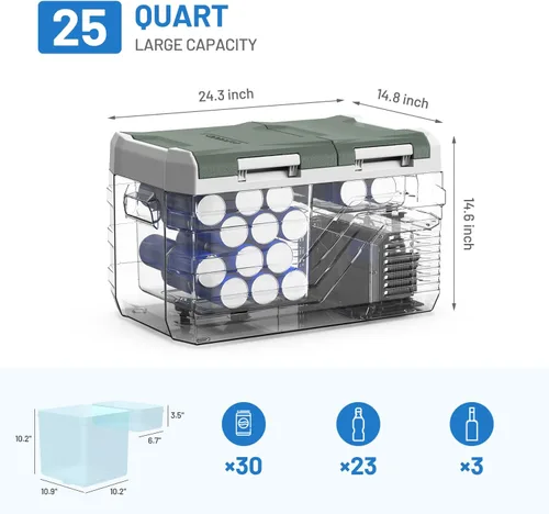 Vista 3 de Alpicool Refrigerador de 12 Voltios Portátil Refrigerador Portátil para Automóvil 25 Cuartos Nevera para Automóvil Portátil 12V Refrigerador