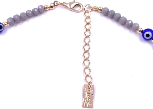 Vista 5 de Collar con dije de ojo malvado de cabalista, cadena de cuentas, circonita cúbica azul, amuleto de la suerte, protector de gargantilla, Chapado