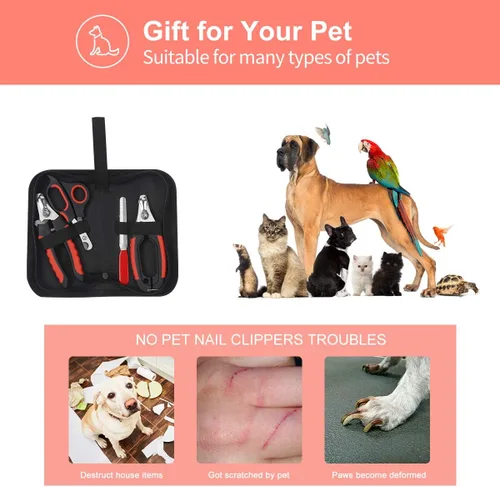 Vista 6 de Juego de cortaúñas para perro, protector de seguridad rápido para evitar cortes excesivos, cuchillas afiladas de acero inoxidable, asas
