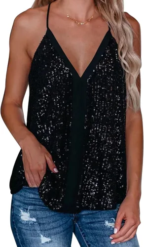 Vista 2 de FEKOAFE Camisetas sin mangas con cuello en V para mujer, estilo casual, holgadas, sin mangas