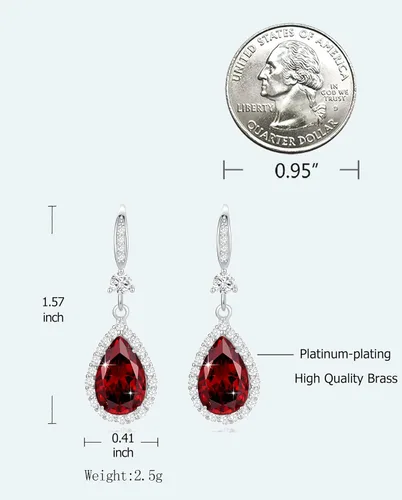 Vista 3 de Aretes colgantes de diamantes para mujer, chapados en plataoro, con diamantes de imitación, juego de aretes de lágrima colgantes, piedra natal