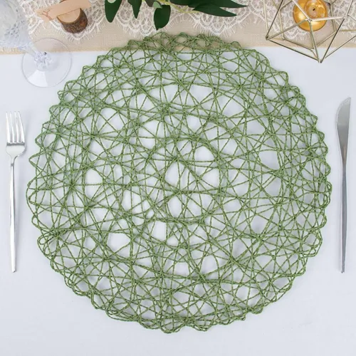 Vista 10 de Efavormart - Paquete de 6 manteles individuales redondos de 15 pulgadas con cuerda metálica beige para bodas, eventos, fiestas de cumpleaños