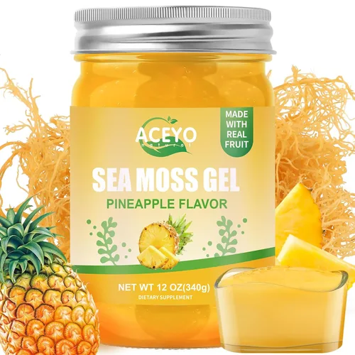 Vista 25 de ACEYO Gel de musgo marino irlandés (18 onzas) crudo vegano mango sabor piña 102 vitaminas y minerales cosechados en la naturaleza sin OMG