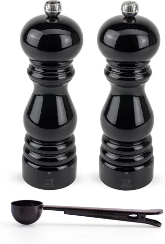 Vista 2 de Peugeot Paris u'Select - Juego de molinillo de sal y pimienta manual de 6 ajustes con cuchara de especias de acero inoxidable negro, fabricado