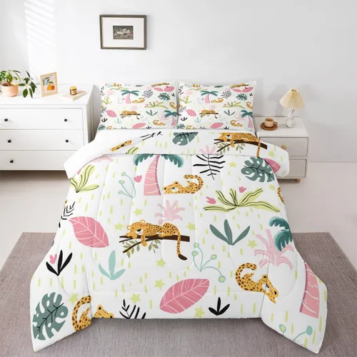 Vista 20 de Feelyou Juego de edredón de dibujos animados de gatos, juego de edredón de gatitos y flores, para niños, niñas, adolescentes, mascotas, gatos, juego