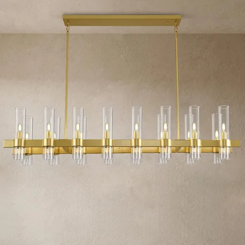 Vista 10 de Candelabro de 12 Luces de Latón Redondo 36" Candelabros de Rueda de Vagón de 91 cm para Fijo de Iluminación de Comedor Tubo de Vidrio Transparente