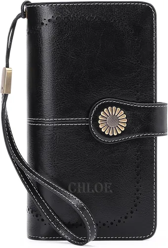 Vista 8 de Cartera de pulsera personalizada, carteras con nombre grabado personalizado con bloqueo RFID, gran capacidad, cartera de mano para tarjetas