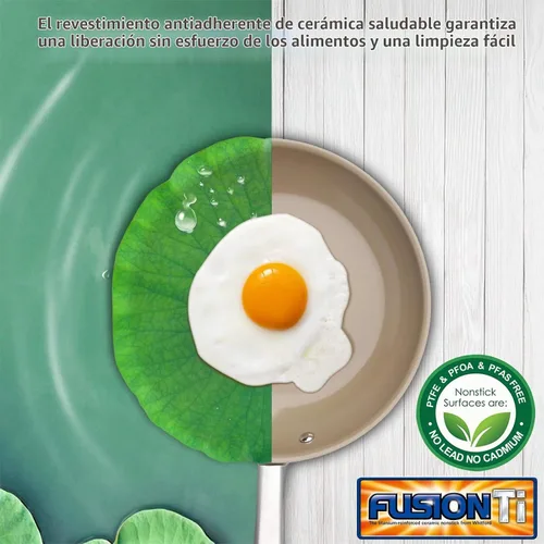 Vista 2 de Duxtop Sartén antiadherente de cerámica, sartén de inducción de acero inoxidable, sartén de 8 pulgadas con parte inferior adherida a impactos