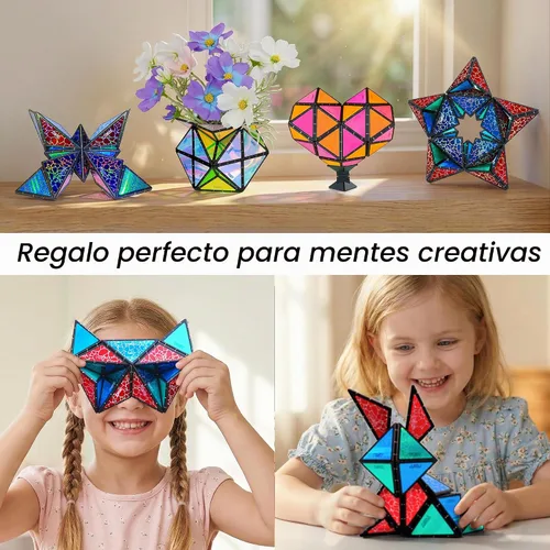 Vista 7 de TOSY Pirámide Magnética que Brilla en la Oscuridad - 1 Cubo se Transforma en 1 Billón de Formas, 15 piezas