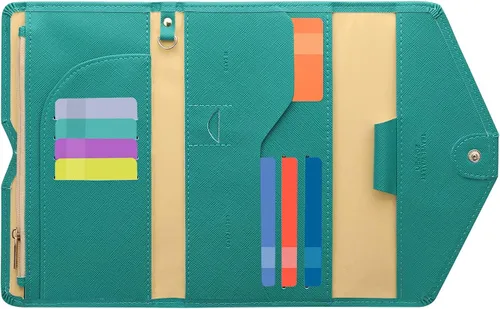 Vista 93 de Zoppen - Billetera de viaje con bloqueo RFID multiusos (Ver.4) Portatarjetas de pasaporte y vacunas, organizador de documentos de tres pliegues