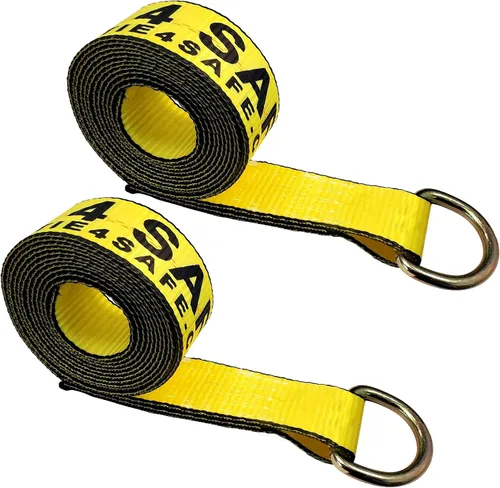 Vista 17 de Mega Cargo Control 1 paquete de correas de lazo de anillo D, amarres de remolque negros de 2 pulgadas para ensamblajes de elevación de ruedas