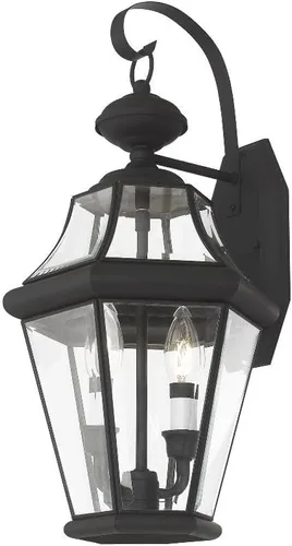 Vista 6 de Livex Lighting 2261-91 Georgetown - Farol de pared para exteriores, 2 luces, níquel cepillado