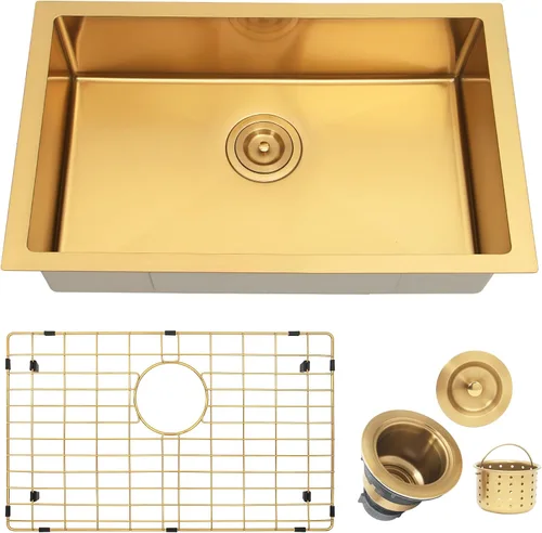 Vista 16 de Kitsitchen SUS304 - Fregadero de cocina negro para autocaravana, fregadero de cocina de acero inoxidable para montaje inferior, 23 x 16 x 7