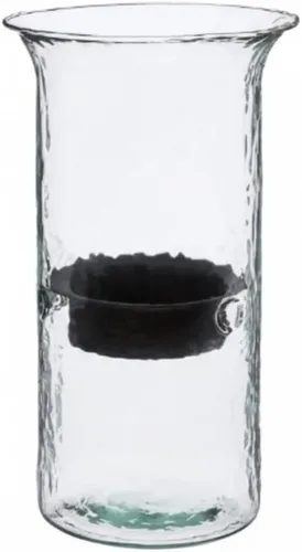 Vista 5 de first of a kind Portavelas de cristal con inserto de metal rústico perfecto como centro de mesa de 4 pulgadas de alto, transparente